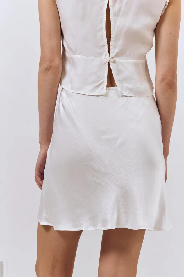 VRG GRL Vintage Lover Bias Cut Mini Skirt White Women Skirts VRG GRL Vintage Lover Bias Cut Mini Skirt White Women Skirts