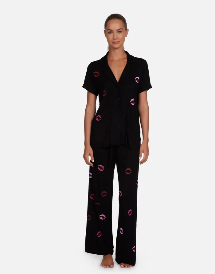 Waverly Mini Watercolor Lips Black Women039s Lauren Moshi Short Sleeve