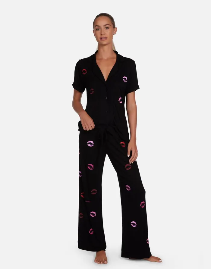 Waverly Mini Watercolor Lips Black Women039s Lauren Moshi Short Sleeve