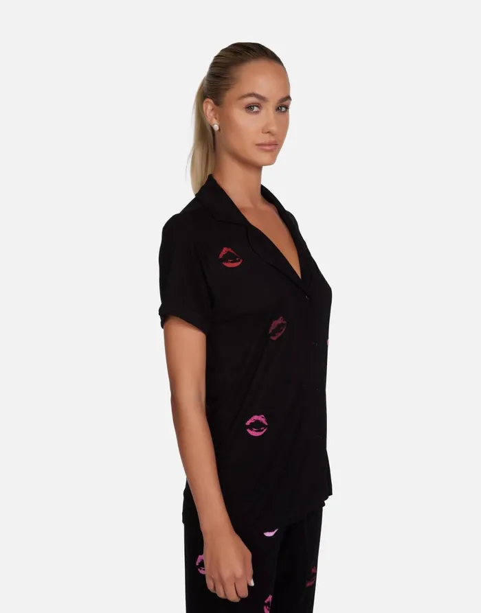 Waverly Mini Watercolor Lips Black Women039s Lauren Moshi Short Sleeve