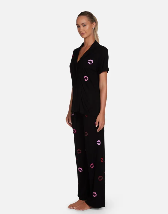 Waverly Mini Watercolor Lips Black Women039s Lauren Moshi Short Sleeve