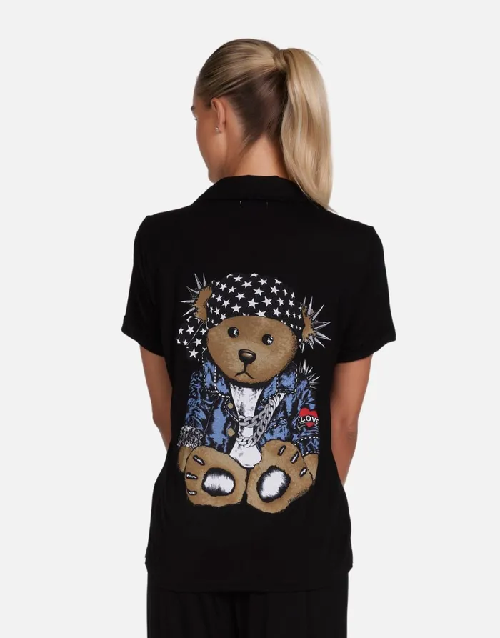 Waverly Rocker Teddy Black Women039s Lauren Moshi Short Sleeve