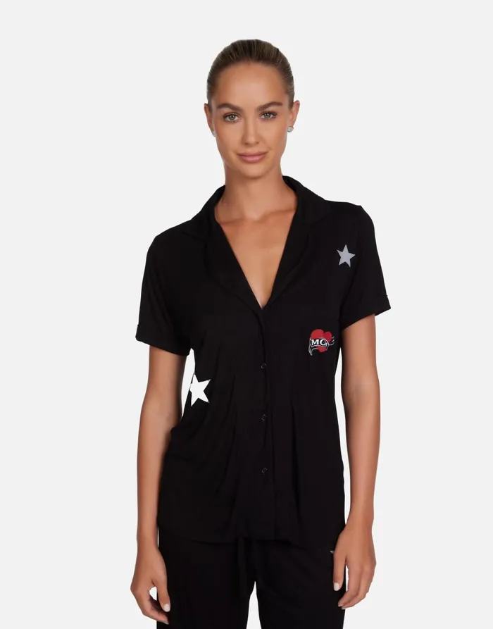 Waverly Rocker Teddy Black Women039s Lauren Moshi Short Sleeve