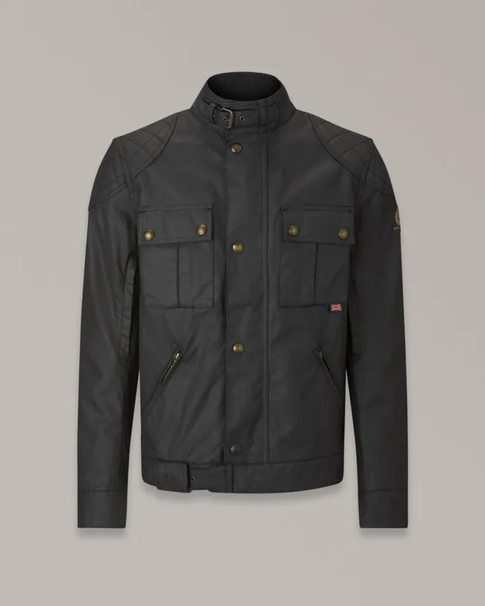 Waxed Jackets Men Belstaff Brooklands Motorcycle Jacket Black