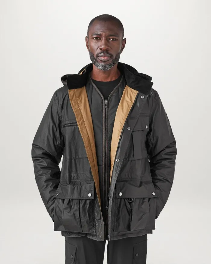 Waxed Jackets Men Belstaff Centenary Field Jacket Black British Khaki