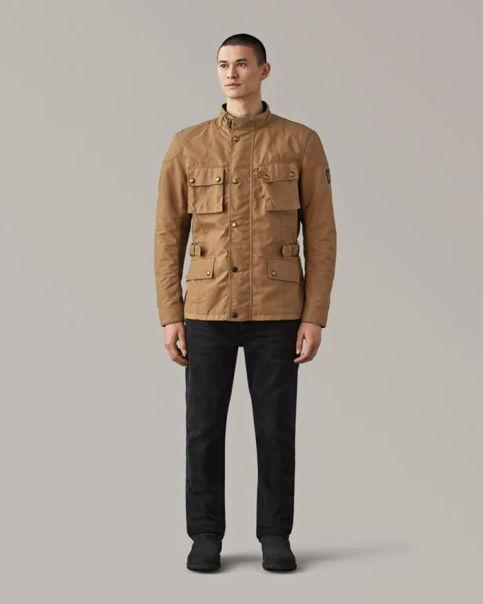 Waxed Jackets Men Belstaff Crosby Motorcycle Jacket Sand