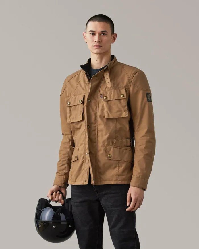 Waxed Jackets Men Belstaff Crosby Motorcycle Jacket Sand