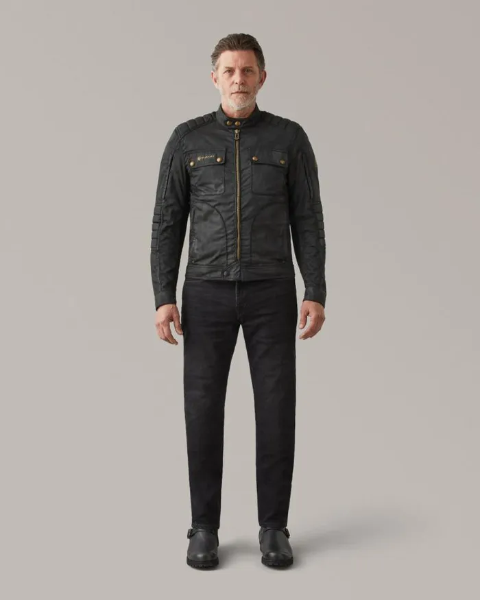 Waxed Jackets Men Belstaff Roberts Motorcycle Jacket Black