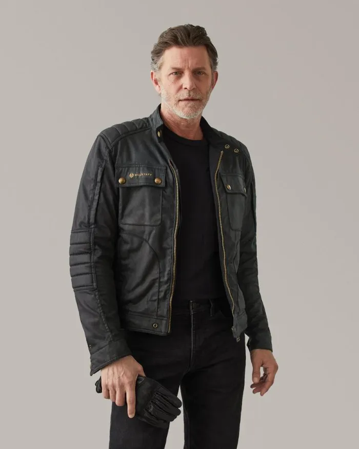 Waxed Jackets Men Belstaff Roberts Motorcycle Jacket Black