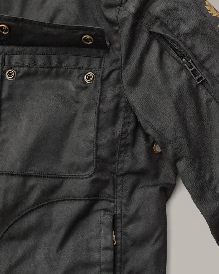 Waxed Jackets Men Belstaff Roberts Motorcycle Jacket Black
