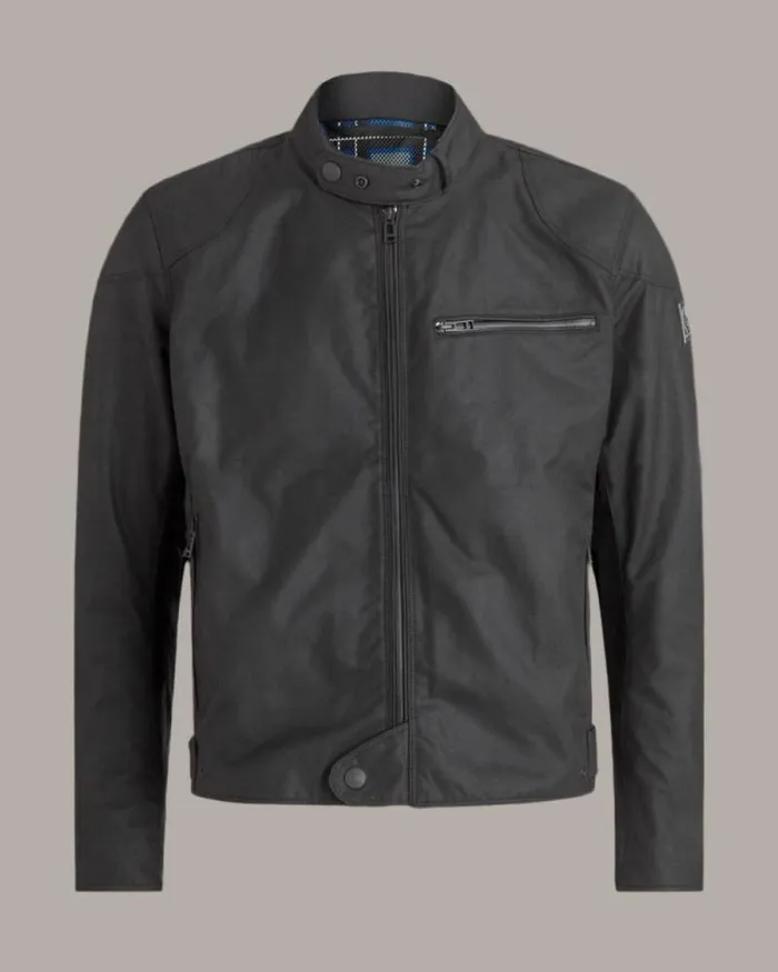 Waxed Jackets Men Belstaff Stealth Ariel Motorcycle Jacket Black