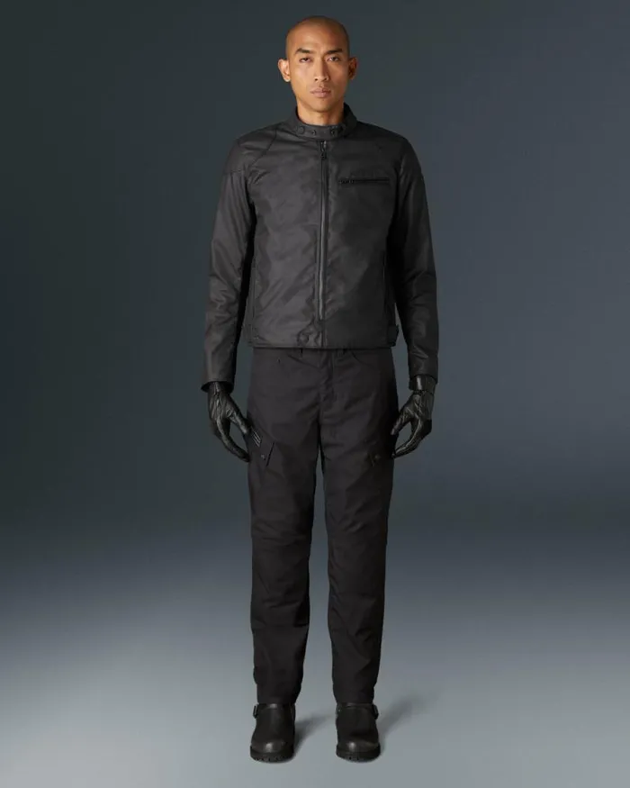 Waxed Jackets Men Belstaff Stealth Ariel Motorcycle Jacket Black