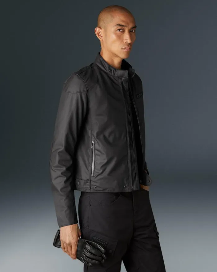 Waxed Jackets Men Belstaff Stealth Ariel Motorcycle Jacket Black