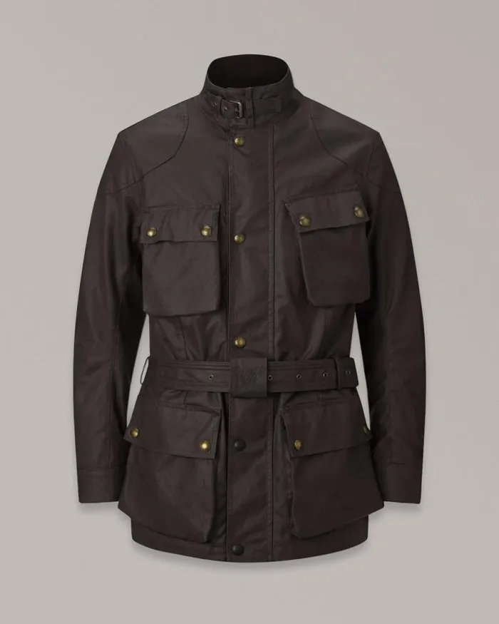 Waxed Jackets Men Belstaff Trialmaster Motorcycle Jacket Mahogany