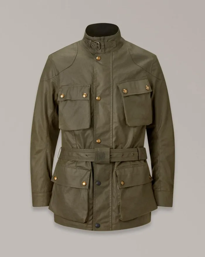 Waxed Jackets Men Belstaff Trialmaster Motorcycle Jacket Olive Green