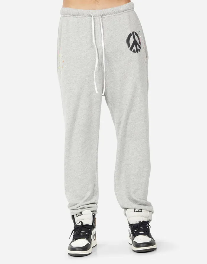 Whitmore Airbrush Peace Heather Grey Graffiti Splatter Men039s Lauren Moshi Bottoms