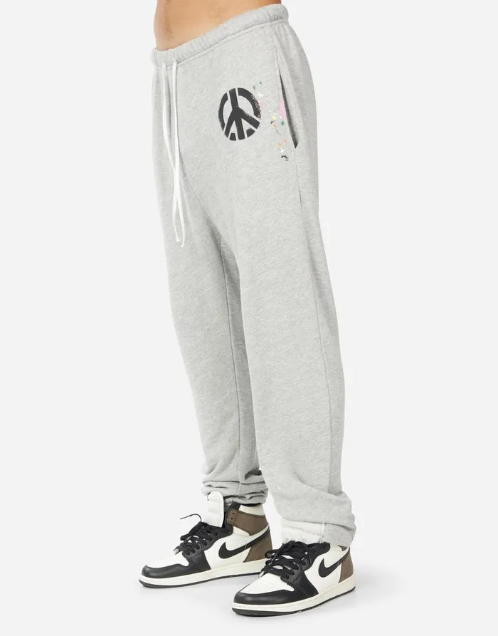 Whitmore Airbrush Peace Heather Grey Graffiti Splatter Men039s Lauren Moshi Bottoms