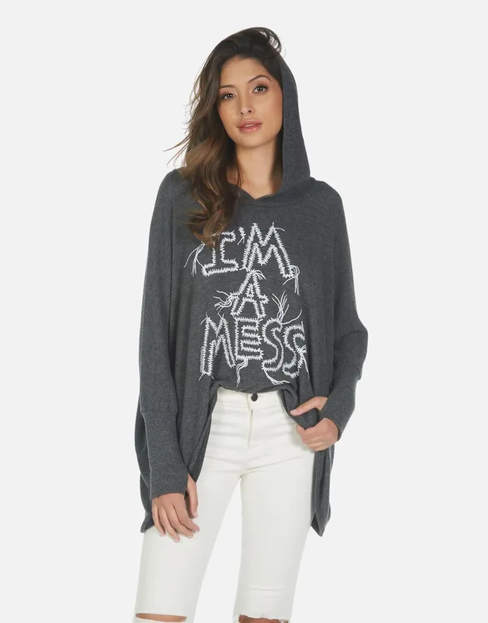Wilma I039m A Mess Heather Black Women039s Lauren Moshi Hoodies