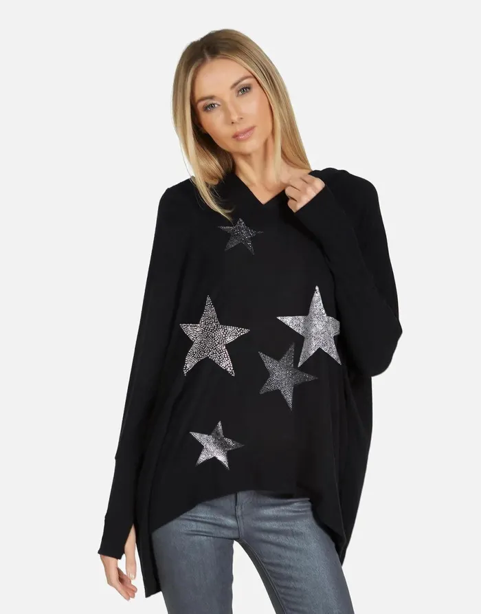 Wilma X Crystal Multi Stars Black Women039sMen039s Lauren Moshi Hoodies