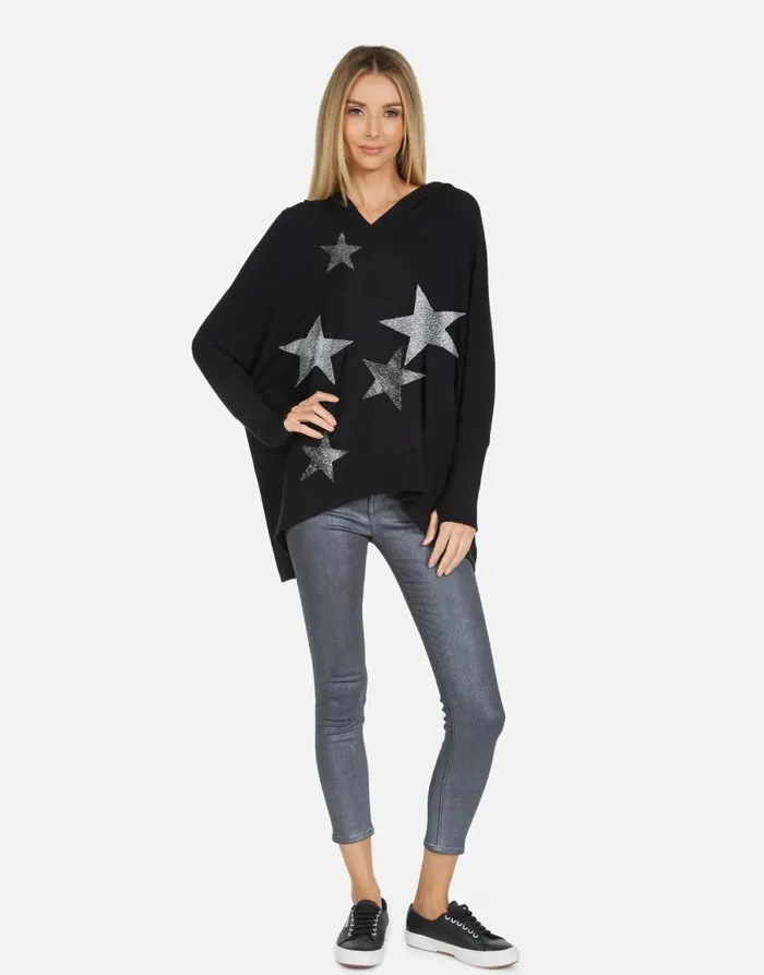 Wilma X Crystal Multi Stars Black Women039sMen039s Lauren Moshi Hoodies