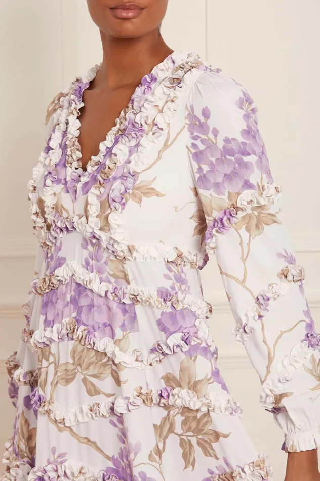 Wisteria Crepe VNeck Ankle Gown Multi Women Needle and Thread Dresses