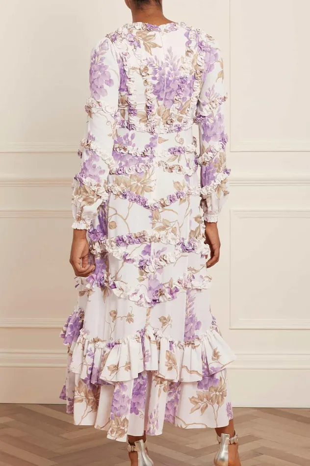 Wisteria Crepe VNeck Ankle Gown Multi Women Needle and Thread Dresses