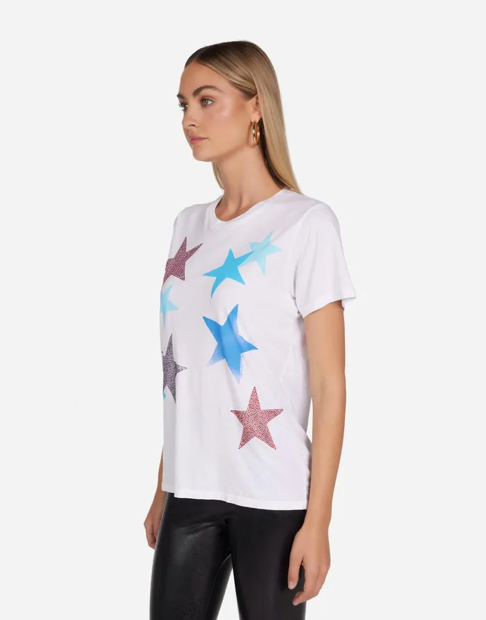 Wolf Color Crystal Multi Stars White Women039s Lauren Moshi Short Sleeve