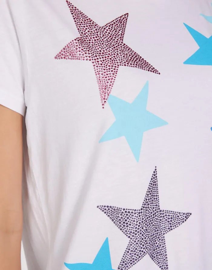 Wolf Color Crystal Multi Stars White Women039s Lauren Moshi Short Sleeve