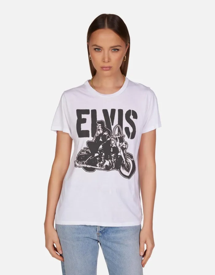 Wolf X Vintage Elvis White Women039s Lauren Moshi Short Sleeve