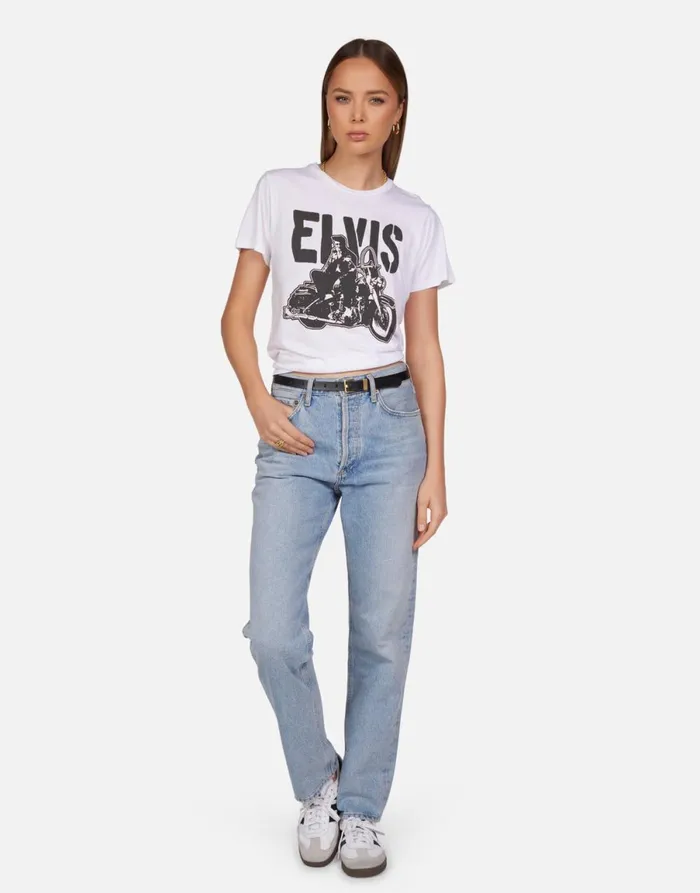 Wolf X Vintage Elvis White Women039s Lauren Moshi Short Sleeve