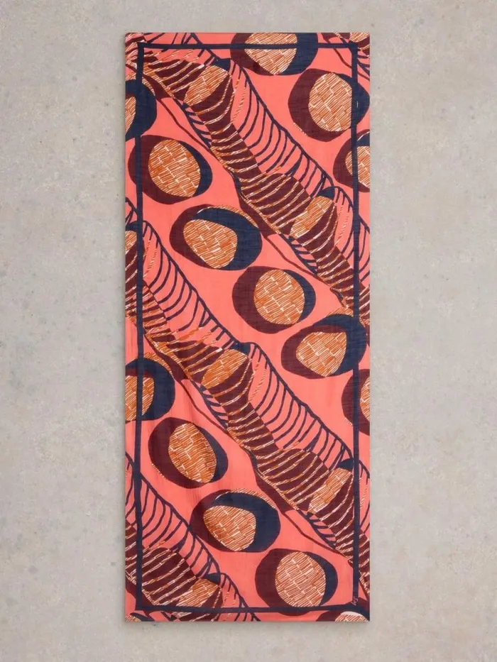 Women Abstract Geo Print Scarf Pink Multi White Stuff Scarves