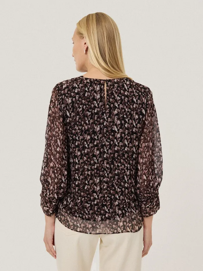 Women Abstract Leopard Top Brown Jigsaw Shirts and Tops