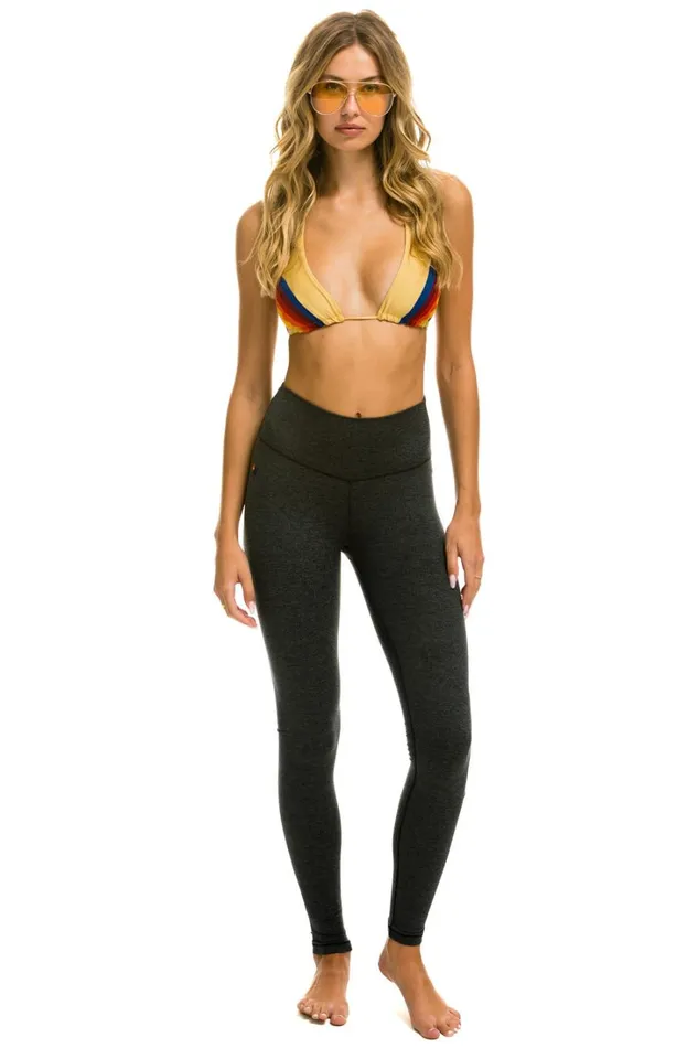 Women Activewear Aviator Nation FULL LENGTH HIRISE BOLT LEGGINGS 8211 CHARCOAL BLUE