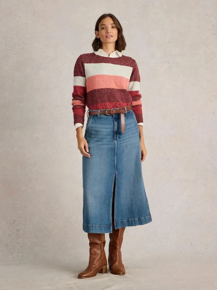Women Allie Denim Midi Skirt Light Denim White Stuff Skirts