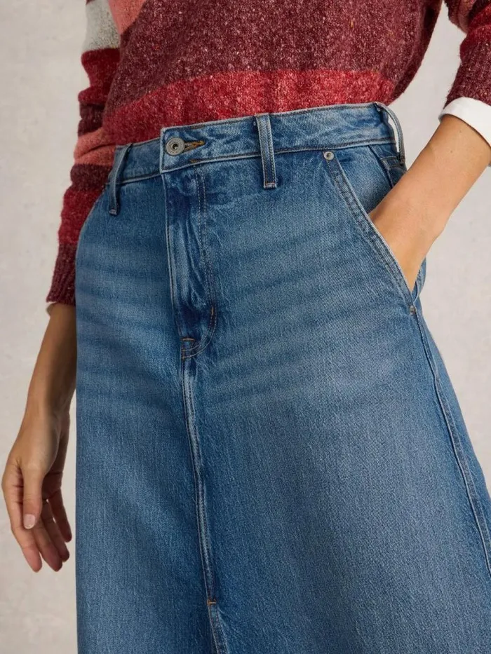 Women Allie Denim Midi Skirt Light Denim White Stuff Skirts Women Allie Denim Midi Skirt Light Denim White Stuff Skirts