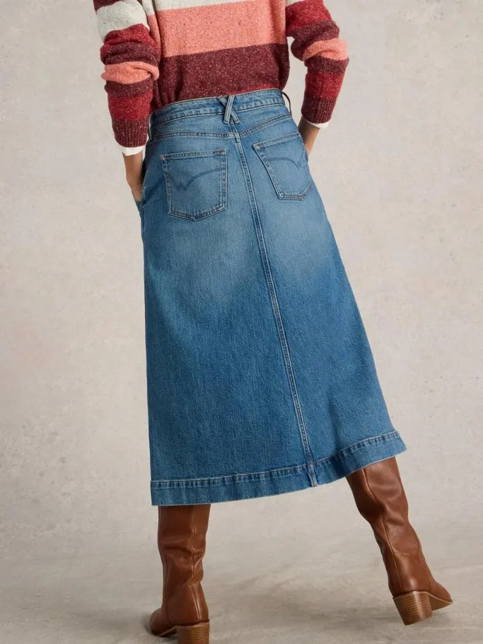 Women Allie Denim Midi Skirt Light Denim White Stuff Skirts Women Allie Denim Midi Skirt Light Denim White Stuff Skirts