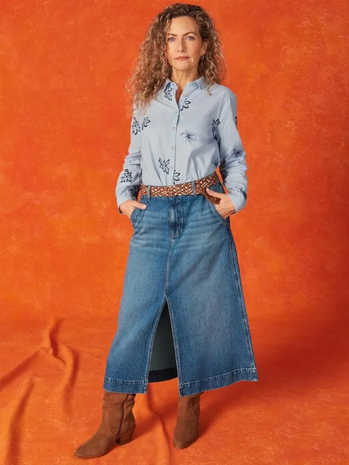 Women Allie Denim Midi Skirt Light Denim White Stuff Skirts Women Allie Denim Midi Skirt Light Denim White Stuff Skirts