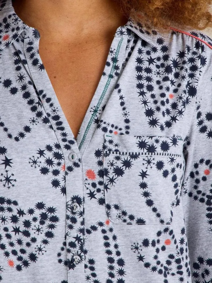 Women Annie Jersey Nightie Grey Print White Stuff Nightwear
