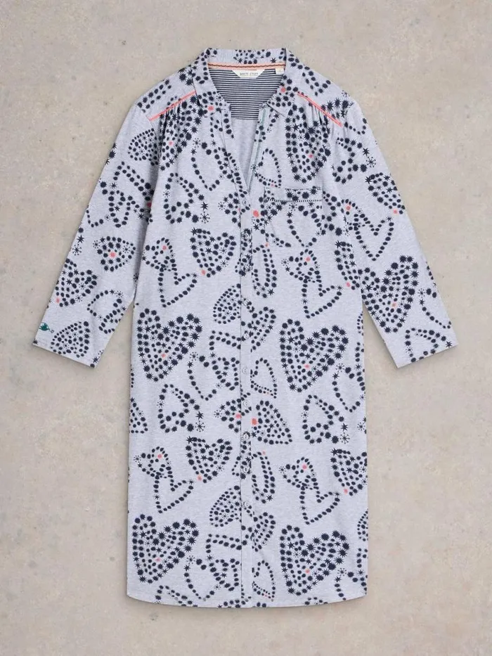 Women Annie Jersey Nightie Grey Print White Stuff Nightwear