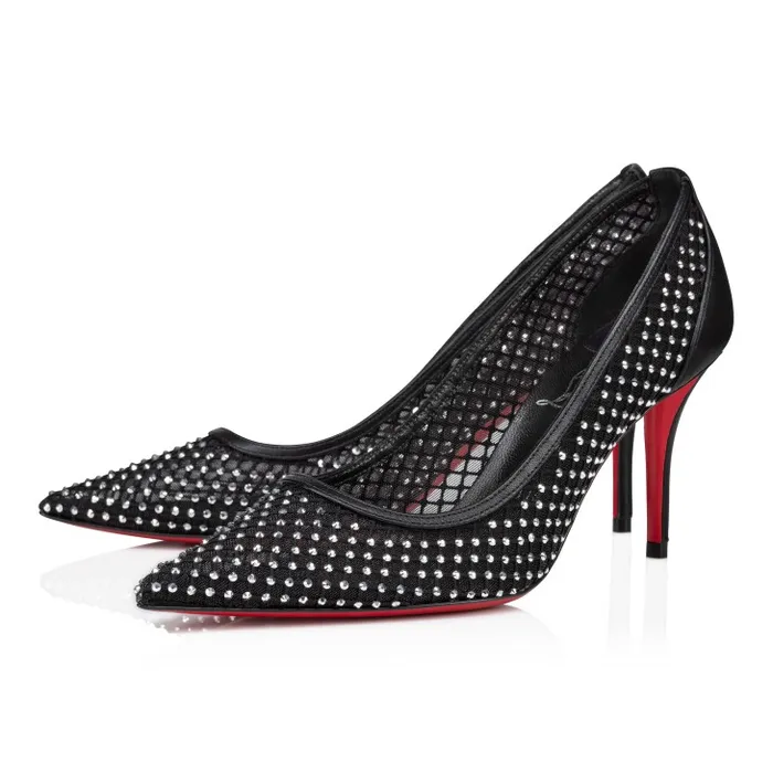 Women Apostropha Mesh Strass 80 Mm Pumps 8211 Strass Mesh And Nappa Leather 8211 Black Christian Louboutin Pumps