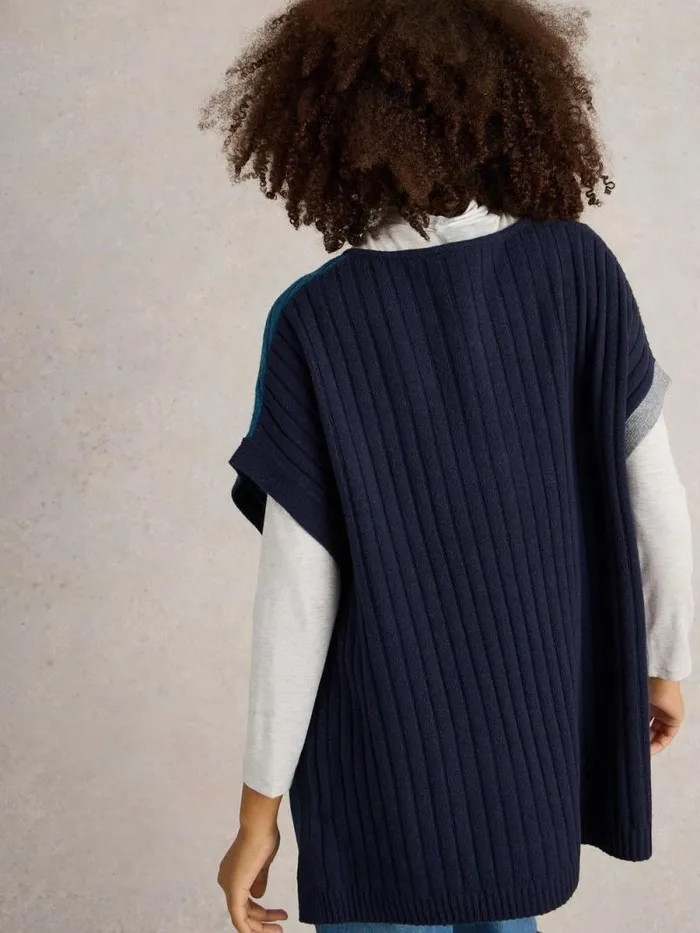 Women Ash Knitted Step Hem Poncho Teal Multi White Stuff Knitwear Women Ash Knitted Step Hem Poncho Teal Multi White Stuff Knitwear