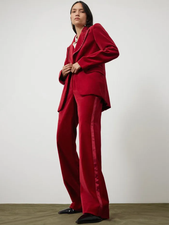Women Ashby Velvet Blazer Red Jigsaw Party