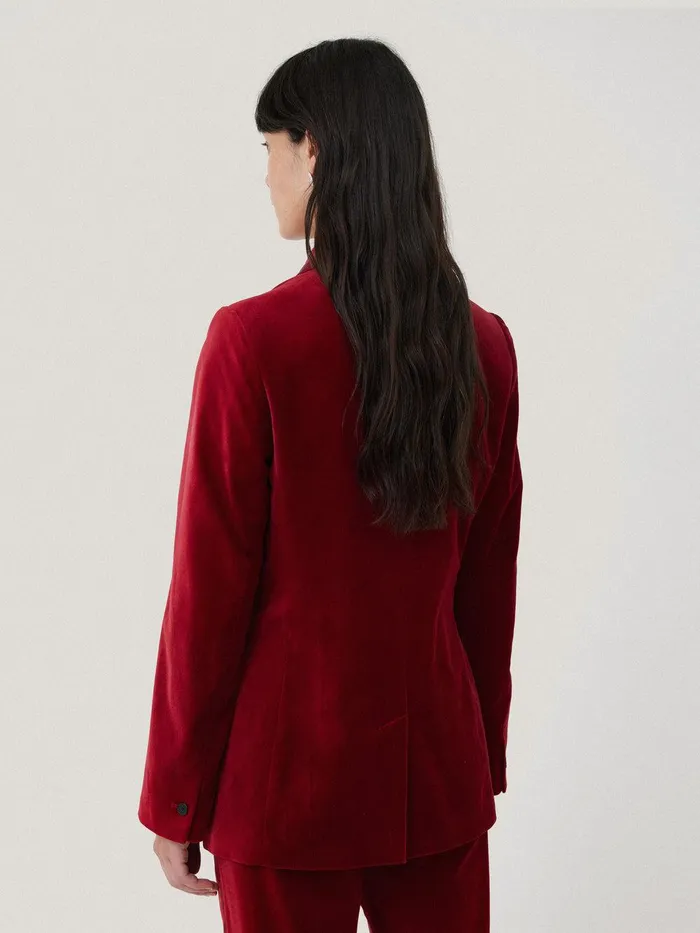 Women Ashby Velvet Blazer Red Jigsaw Party