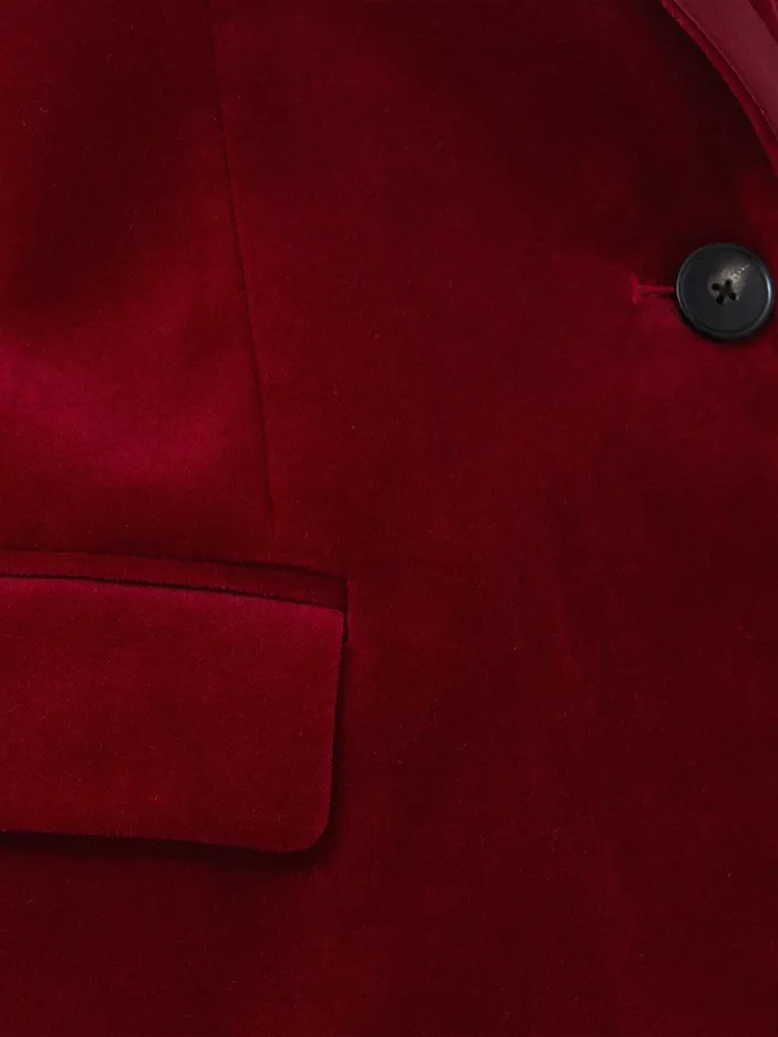 Women Ashby Velvet Blazer Red Jigsaw Party