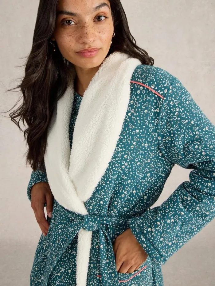 Women Ava Lined Dressing Gown Teal Print White Stuff Nightwear Women Ava Lined Dressing Gown Teal Print White Stuff Nightwear
