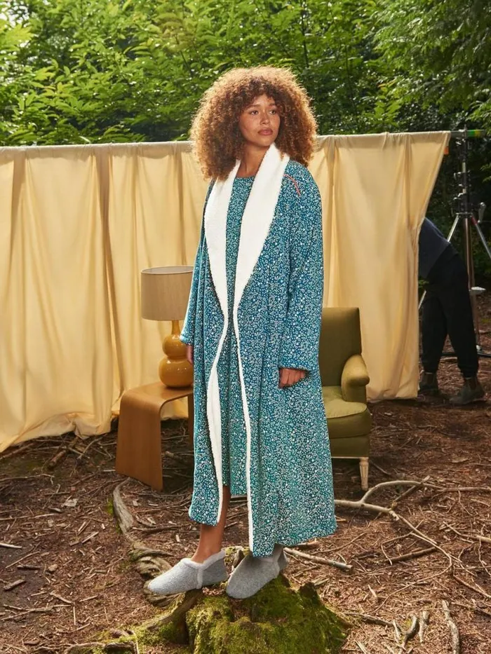 Women Ava Lined Dressing Gown Teal Print White Stuff Nightwear Women Ava Lined Dressing Gown Teal Print White Stuff Nightwear