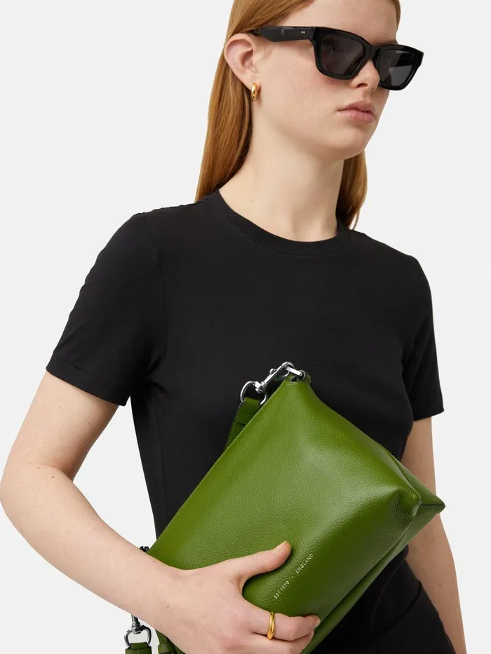 Women Ava Pebble Leather Crossbody Green Jigsaw Leather