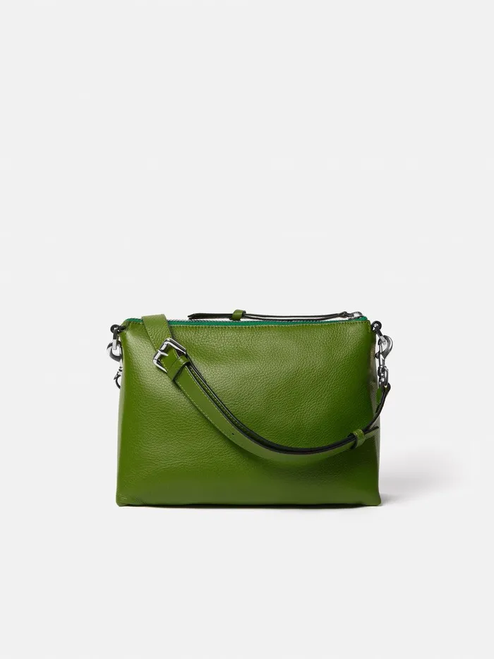 Women Ava Pebble Leather Crossbody Green Jigsaw Leather