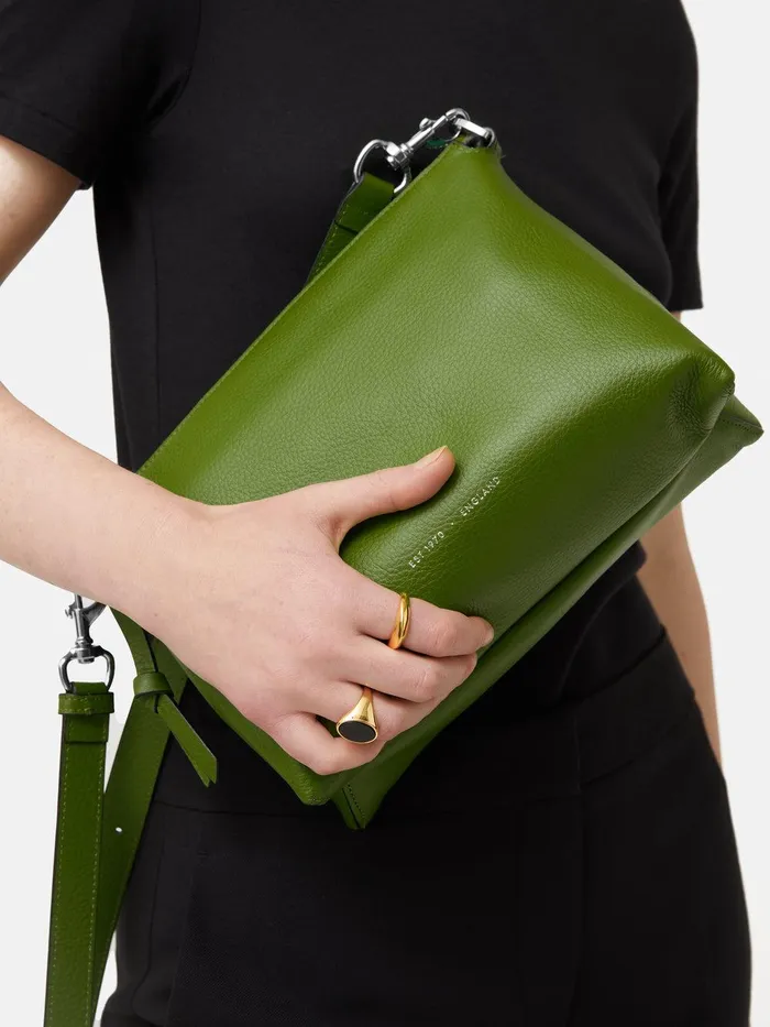 Women Ava Pebble Leather Crossbody Green Jigsaw Leather