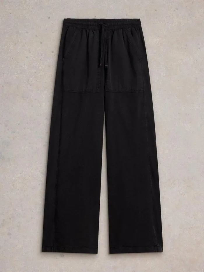 Women Ava Wide Leg Jersey Jogger Pure Black White Stuff Trousers